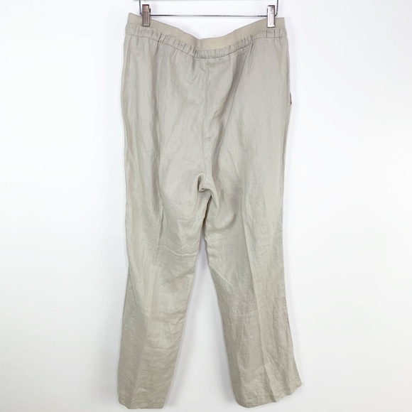 Natural Linen Pants draw string elastic wide leg lagenlook medium relaxed - Picture 2 of 11